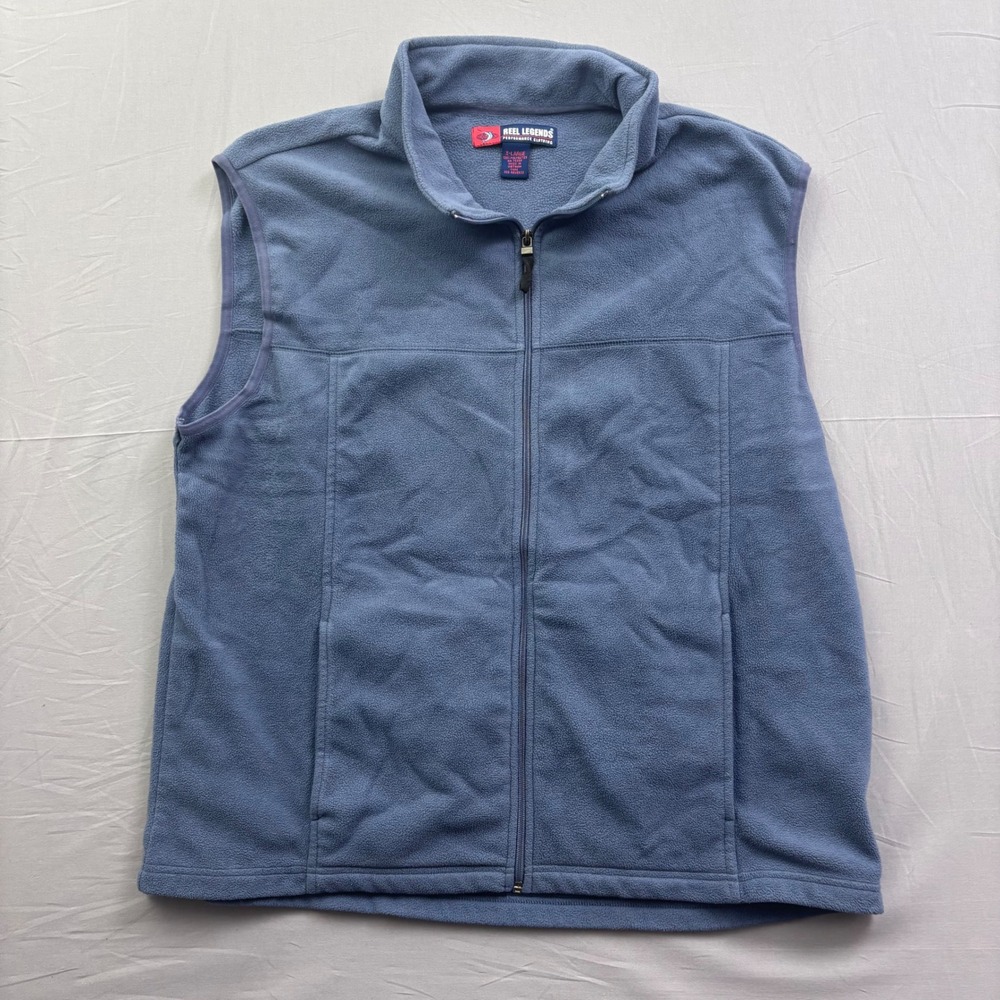 Reel Legends Mens XL Blue Fleece Full Zip Performance Vest Gilet Fishing